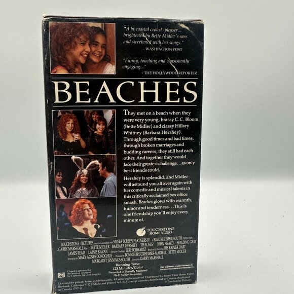 Beaches VHS 1989 Bette Midler Barbara Hershey Drama Movie - Picture 2 of 3